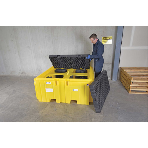 IBC Spill Pallet Plus&reg; With Drain, 365 US gal. Spill Capacity, 62" x 62" x 28" Brunswick Fyr & Safety