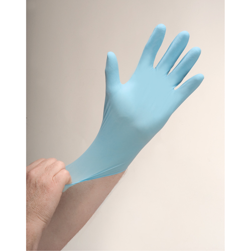 Gants d'examen r&eacute;sistants &agrave; la perforation, Moyen, Nitrile, 4,5 mils, Sans poudre, Bleu Brunswick Fyr & Safety