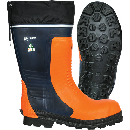 Bushwhacker Chainsaw Boots, Rubber, Steel Toe, Size 6, Puncture Resistant Sole Brunswick Fyr & Safety