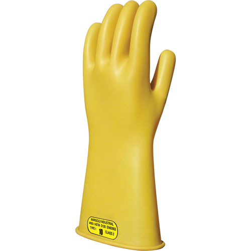 Gants isolants en caoutchouc naturel jaune, ASTM classe 2, Taille 8, 14" lo Brunswick Fyr & Safety