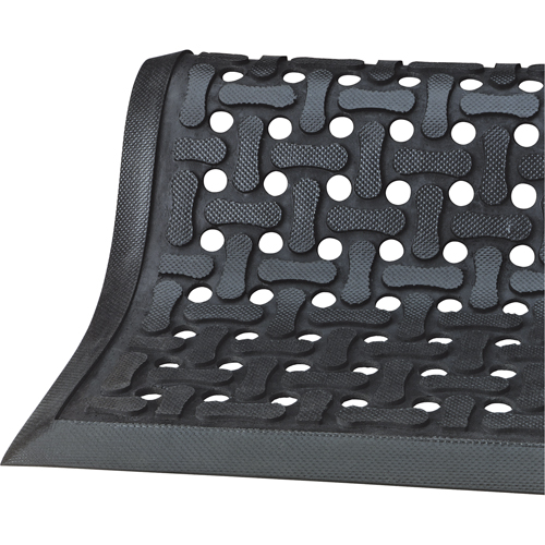 Tapis Comfort Flow, &agrave; fentes, 2-83/100' x 9-1/12' x 3/8", Noir, Nitrile Brunswick Fyr & Safety