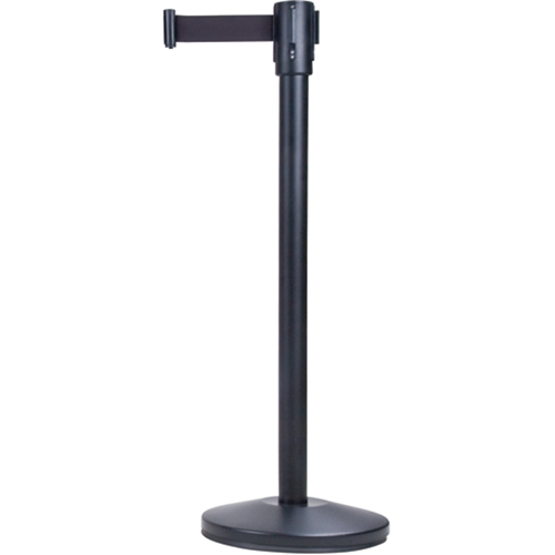 Barri&egrave;res sur pieds pour le contr&ocirc;le des foules, Acier, 35" h, Ruban Noir, Longueur du ruban 7' Brunswick Fyr & Safety
