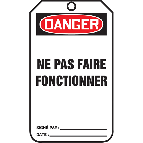 &eacute;tiquettes de verrouillage, Papier cartonn&eacute;, 3-1/8" la x 5-7/8" h, Français Brunswick Fyr & Safety