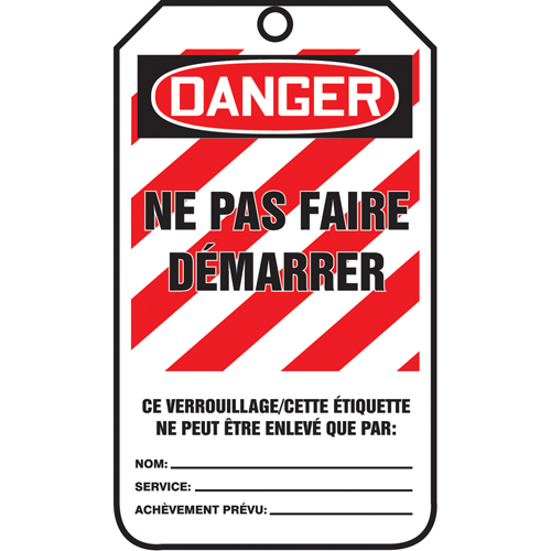 &eacute;tiquettes de verrouillage, Papier cartonn&eacute;, 3-1/8" la x 5-7/8" h, Français Brunswick Fyr & Safety
