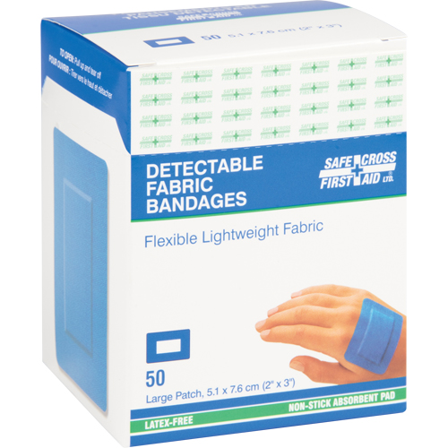 Bandages, Rectangular/Square, 3", Fabric Metal Detectable, Sterile Brunswick Fyr & Safety