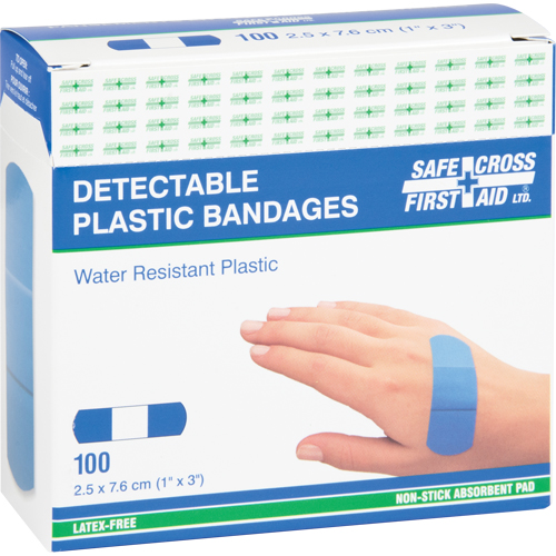 Bandages, Rectangular/Square, 3", Plastic Metal Detectable, Sterile Brunswick Fyr & Safety
