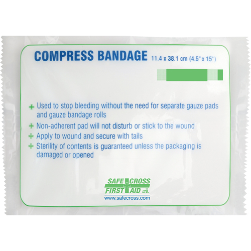 Large Compress Bandage, 15" L x 4-1/2" W Brunswick Fyr & Safety