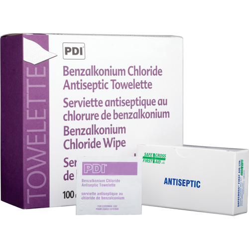 Benzalkonium Chloride Wipes, Towelette, Antiseptic Brunswick Fyr & Safety