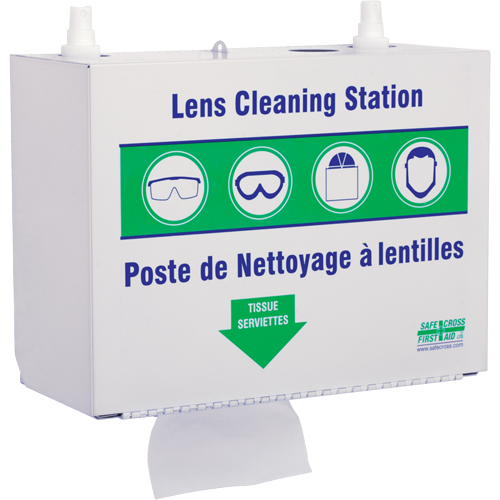 Metal Lens Cleaning Stations - Two 500ml Solutions & 1 Box of Tissue, Metal, 10.5" L x 5.5" D x 6.3" H Brunswick Fyr & Safety