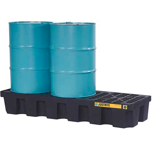 Palettes pour contr&ocirc;le des d&eacute;versements EcoPolyBlend avec drain, Capacit&eacute; de d&eacute;versement 75 gal. US, 73" x 25" x 11,6" Brunswick Fyr & Safety