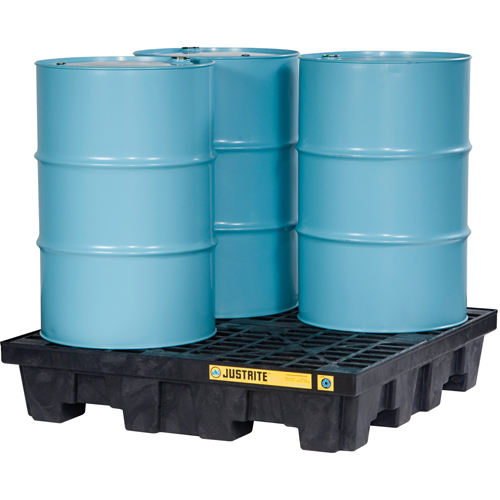 EcoPolyBlend Spill Control Pallets - With Drain, 73 US gal. Spill Capacity, 49" x 49" x 10.3" Brunswick Fyr & Safety