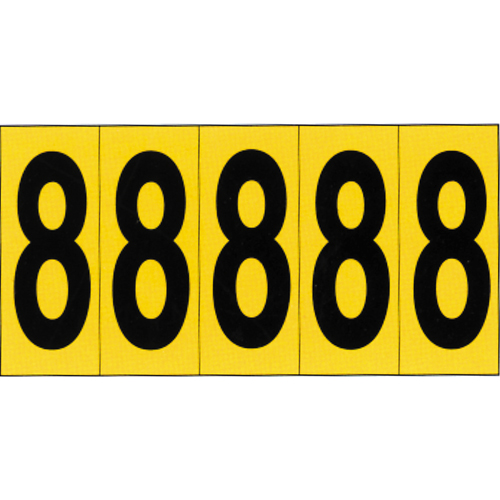 Individual Adhesive Number Markers, 8, 3-7/8" H, Black on Yellow Brunswick Fyr & Safety