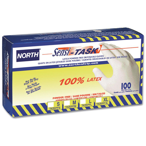 Gants jetables North Sensi-Task, Petit, Latex, 5 mils, Sans poudre, Blanc Brunswick Fyr & Safety