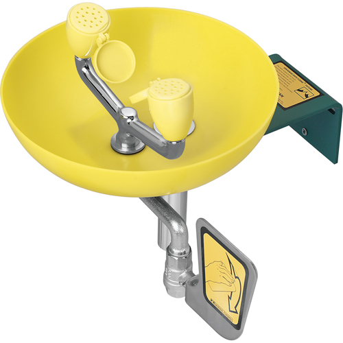 Poste de douche oculaire/faciale, Installation Montage mural, Bol Plastique Brunswick Fyr & Safety