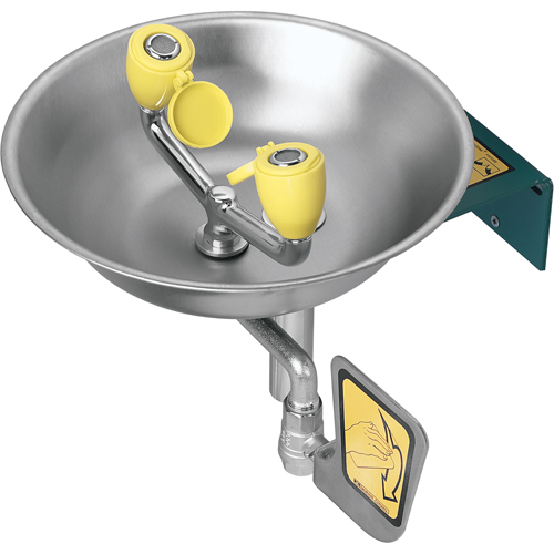 Poste de douche oculaire, Installation Montage mural, Bol Acier inoxydable Brunswick Fyr & Safety