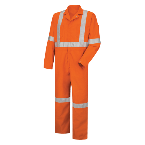 Hi-Visibility Coveralls , Men's, Orange, Size 38 Brunswick Fyr & Safety