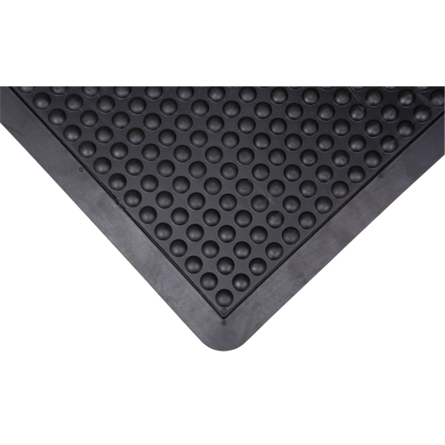 Tapis antifatigue en d&ocirc;me, &agrave; bulles, 2' x 3' x 1/2", Noir, Caoutchouc Brunswick Fyr & Safety