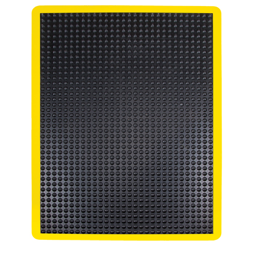 Tapis antifatigue en d&ocirc;me, &agrave; bulles, 2' x 3' x 1/2", Noir, Caoutchouc Brunswick Fyr & Safety