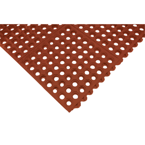 Anti-Fatigue Link Matting, Honeycomb, 3' x 3' x 1/2", Brown, Nitrile/Rubber Brunswick Fyr & Safety