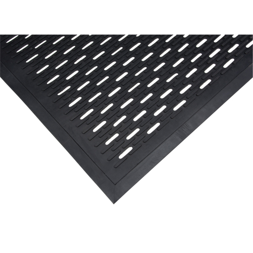 Tapis &agrave; profil bas, Caoutchouc, Grattoir Type, Motif &agrave; fentes, 3' x 5', Noir Brunswick Fyr & Safety