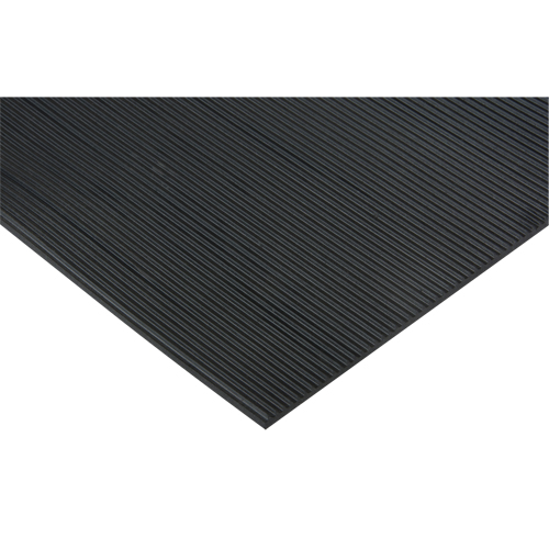 Tapis &agrave; nervures fines, Couloir, 4' x pi lin. x 1/8", Noir Brunswick Fyr & Safety