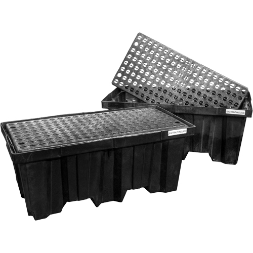 Palettes emboîtables pour contr&ocirc;le des d&eacute;versements, Capacit&eacute; de d&eacute;versement 66 gal. US, 51" x 26" x 21" Brunswick Fyr & Safety