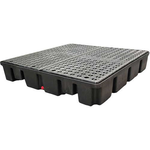 Palette emboîtable avec drain pour contr&ocirc;le des d&eacute;versements, Capacit&eacute; de d&eacute;versement 66 gal. US, 49" x 49" x 10,5" Brunswick Fyr & Safety