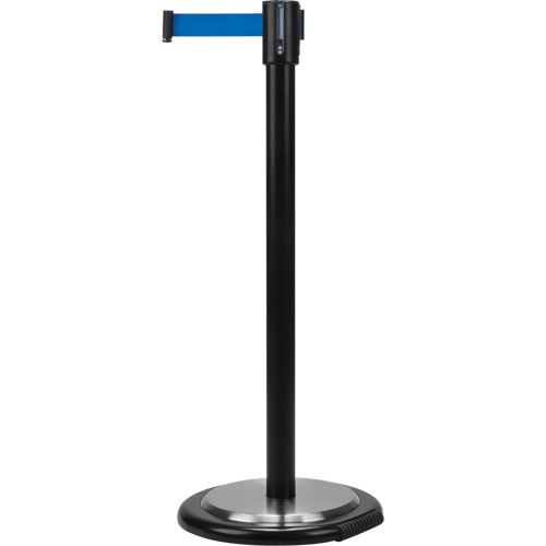 Barri&egrave;res sur pieds pour le contr&ocirc;le des foules, Acier, 35" h, Ruban Bleu, Longueur du ruban 7' Brunswick Fyr & Safety