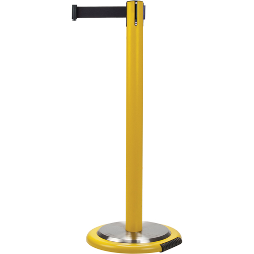 Barri&egrave;res sur pieds pour le contr&ocirc;le des foules, Acier, 35" h, Ruban Noir, Longueur du ruban 12' Brunswick Fyr & Safety