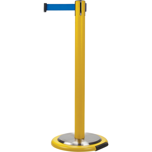 Barri&egrave;res sur pieds pour le contr&ocirc;le des foules, Acier, 35" h, Ruban Bleu, Longueur du ruban 7' Brunswick Fyr & Safety