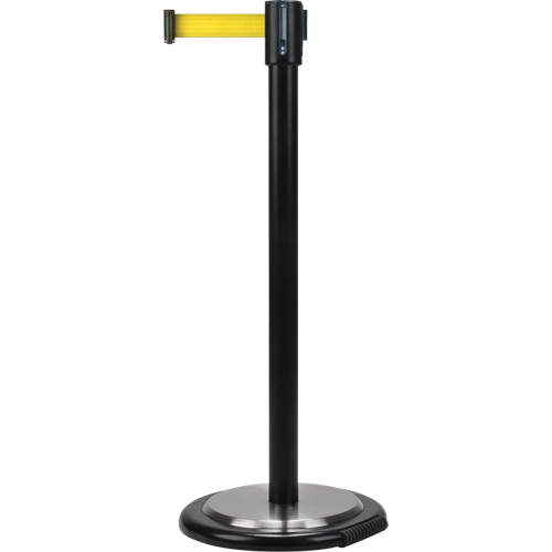 Barri&egrave;re sur pied pour le contr&ocirc;le des foules, Acier, 35" h, Ruban Jaune, Longueur du ruban 7' Brunswick Fyr & Safety