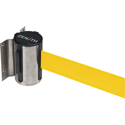Wall Mount Barrier, Steel, Screw Mount, 12', Yellow Tape Brunswick Fyr & Safety