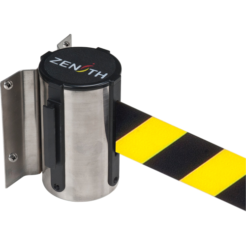 Wall Mount Barrier, Steel, Screw Mount, 7', Black/Yellow Tape Brunswick Fyr & Safety