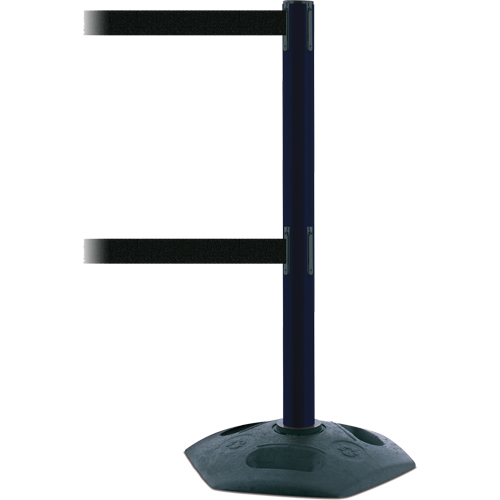 Poteau robuste &agrave; ligne double, Plastique, 38" h, Ruban Noir, Longueur du ruban 7,5' Brunswick Fyr & Safety