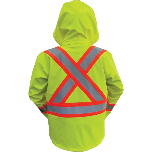 Vestes de s&eacute;curit&eacute; imperm&eacute;ables ignifuges haute visibilit&eacute; en polyur&eacute;thane, 2T-Grand, Jaune lime haute visibilit&eacute; Brunswick Fyr & Safety