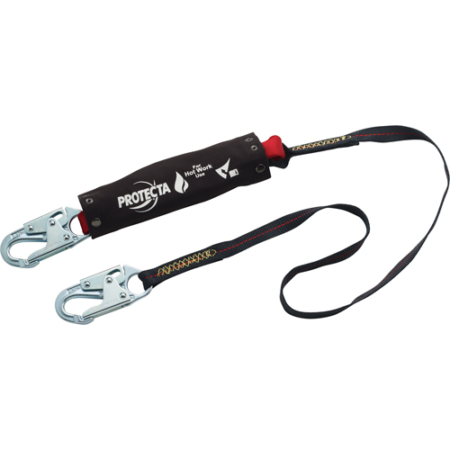 Pro Pack Hot Work Shock-Absorbing Lanyard, 6', Snap Hook Center, Snap Hook Leg Ends, Kevlar&reg; Brunswick Fyr & Safety