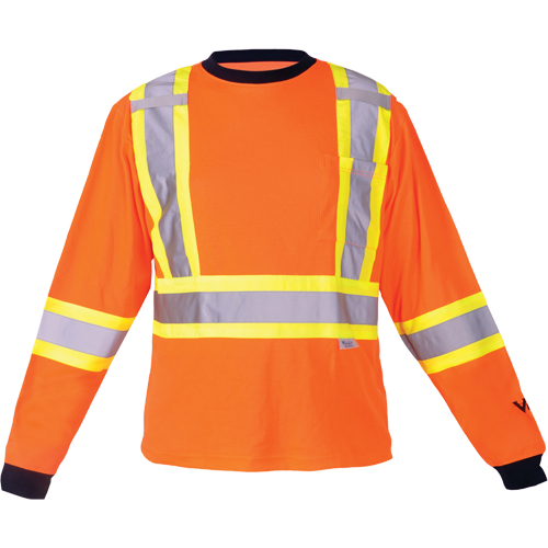Chemise de s&eacute;curit&eacute; &agrave; manches longues, Polyester, Moyen, Orange haute visibilit&eacute; Brunswick Fyr & Safety