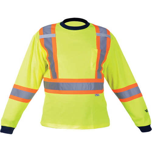 Safety Long Sleeve Shirt, Polyester, Medium, High Visibility Lime-Yellow Brunswick Fyr & Safety