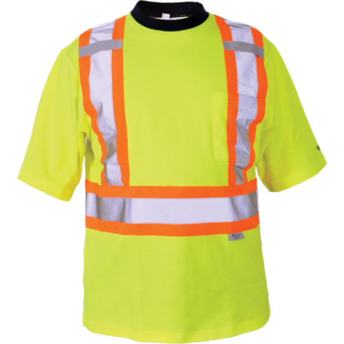 T-shirt de s&eacute;curit&eacute;, Polyester, Moyen, Jaune lime haute visibilit&eacute; Brunswick Fyr & Safety