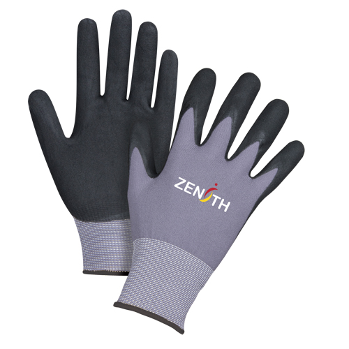 Gants ZX-1 de premi&egrave;re qualit&eacute; compatibles avec les &eacute;crans tactiles, 10/T-Grand, R&ecirc;vetement Nitrile/Mousse de nitrile, Calibre 15, Enveloppe en Nylon Brunswick Fyr & Safety