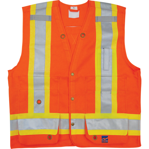 Surveyor Safety Vest, High Visibility Orange, Small, Polyester Brunswick Fyr & Safety
