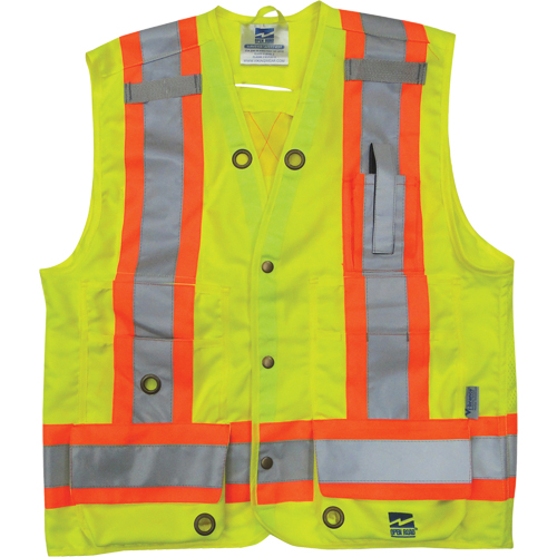 Surveyor Safety Vest, High Visibility Lime-Yellow, Small, Polyester Brunswick Fyr & Safety