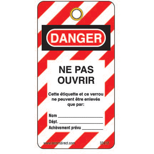 &eacute;tiquettes de verrouillage, Plastique, 3" la x 5-3/4" h, Français Brunswick Fyr & Safety
