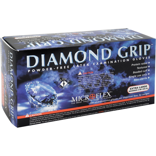 Gants d'examen Diamond Grip, T-Grand, Latex, 8 mils, Sans poudre, Naturel, Classe 2 Brunswick Fyr & Safety