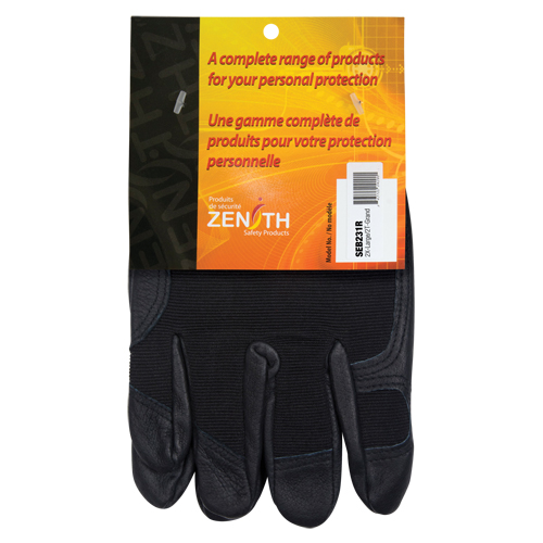 ZM300 Mechanic's Gloves, Grain Leather Palm, Size Large Brunswick Fyr & Safety
