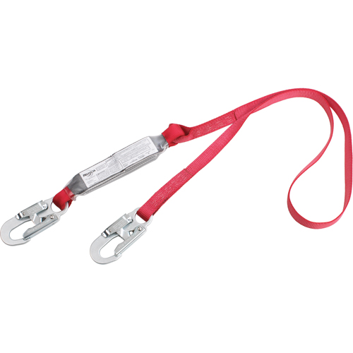PRO Shock Absorbing Lanyards, 4', Snap Hook Center, Snap Hook Leg Ends, Polyester Brunswick Fyr & Safety