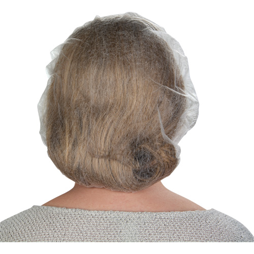 Non-Woven Bouffant Caps, Polypropylene, 21"/Large, White Brunswick Fyr & Safety