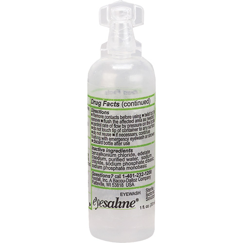 Saline Eyewash Bottles, Full Bottle, 1 oz. Brunswick Fyr & Safety