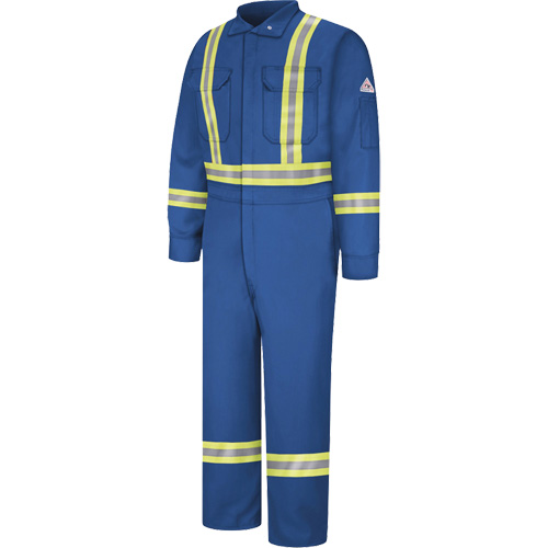 Flame-Resistant Premium Coveralls with Reflective Trim, Size 38, Royal Blue, 12.2 cal/cm² Brunswick Fyr & Safety
