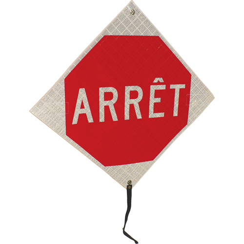 "Arr&ecirc;t" Rolled-Up Traffic Sign, 24" x 24", Vinyl, French Brunswick Fyr & Safety